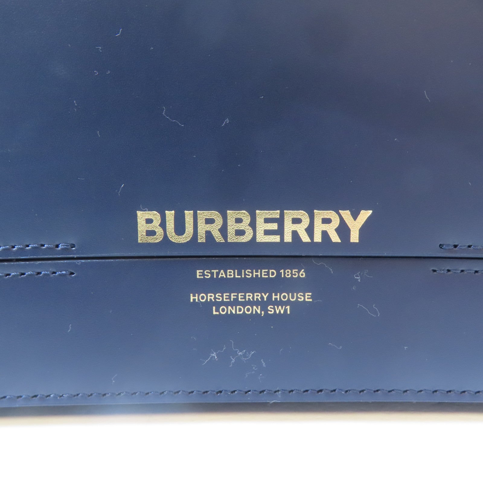 BURBERRY 【激減優惠】牛皮皮革Shoulder Bag金扣肩背袋深藍色