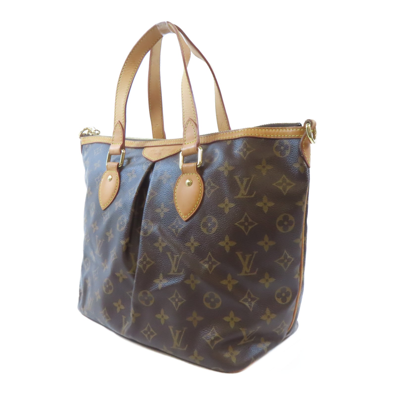 LOUIS VUITTON Monogram Palermo PM金扣手挽肩背兩用袋棕色