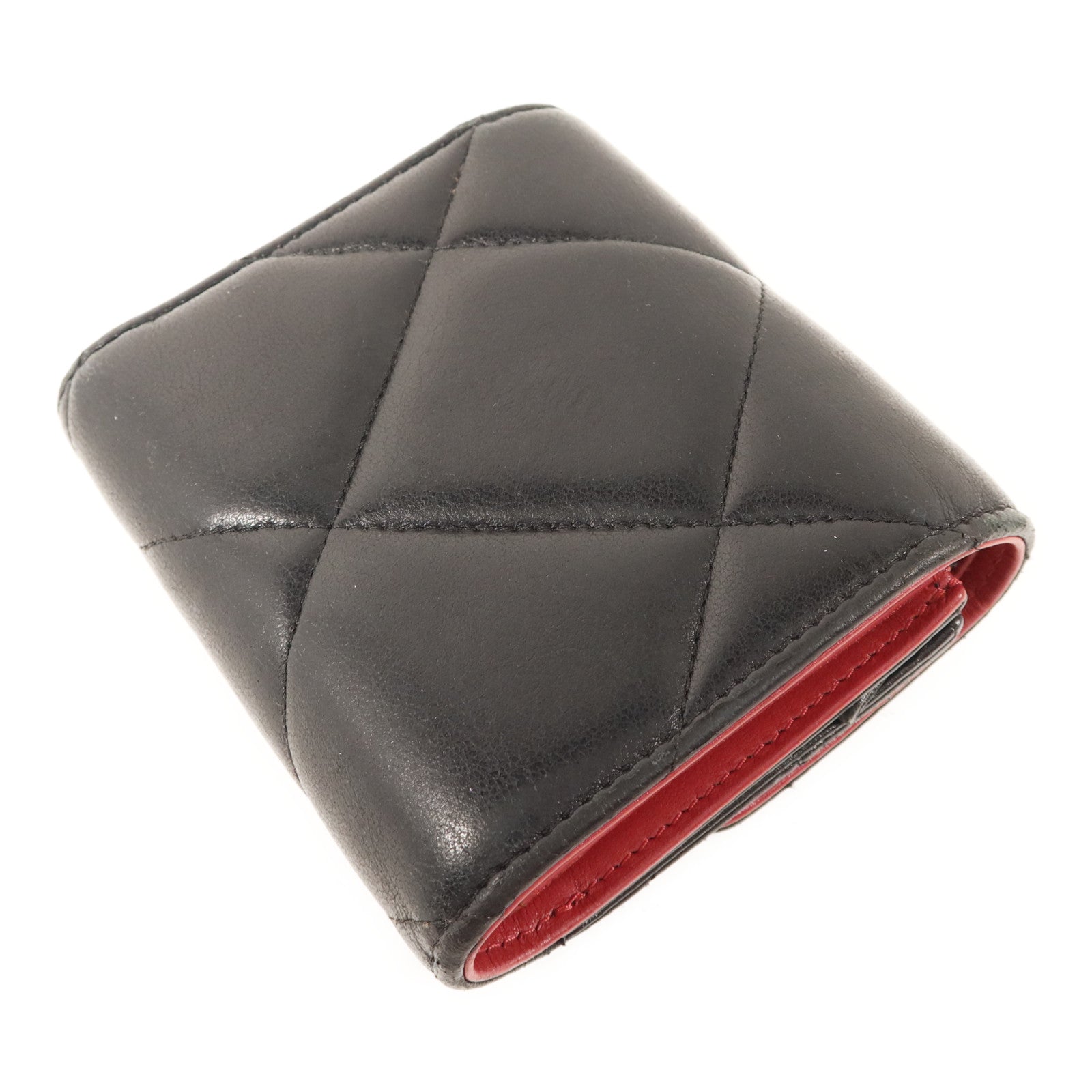 CHANEL 羊皮皮革Trifold Wallet金扣錢包