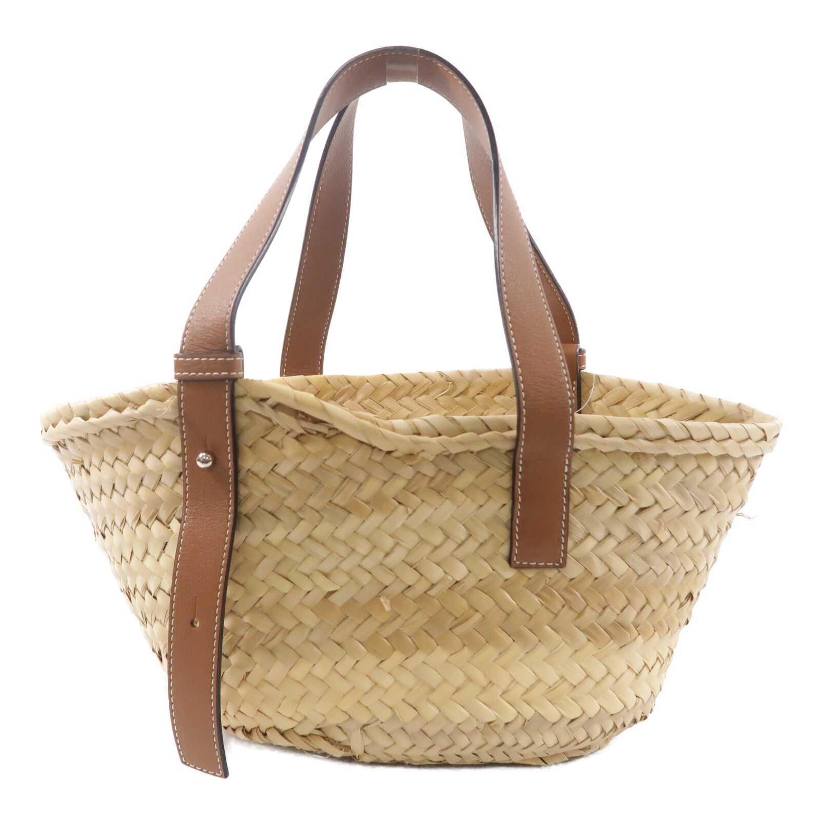 LOEWE Raffia/牛皮皮革Basket Bag手挽袋