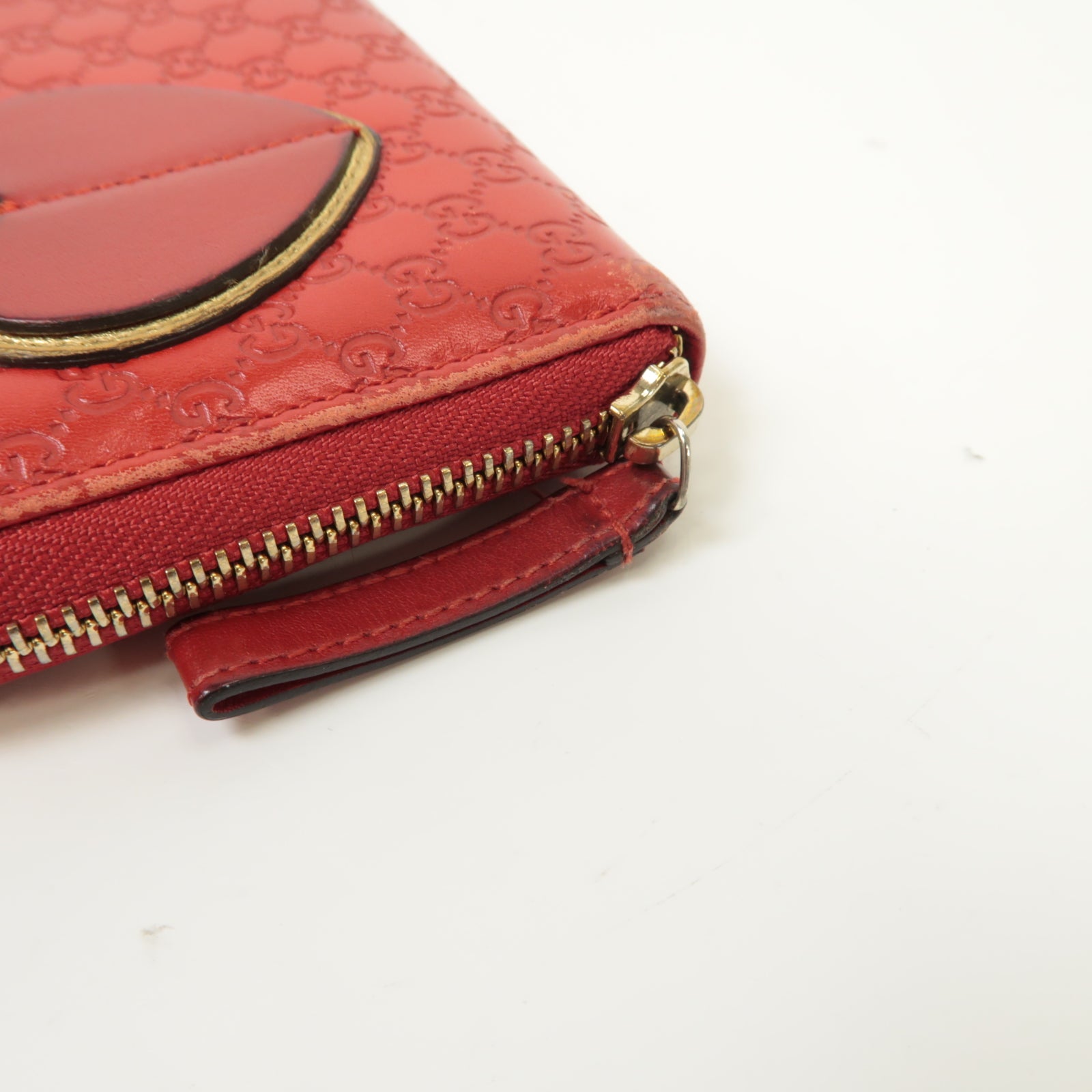 GUCCI 【激減優惠】牛皮皮革Zipped Long Wallet金扣長錢包紅色