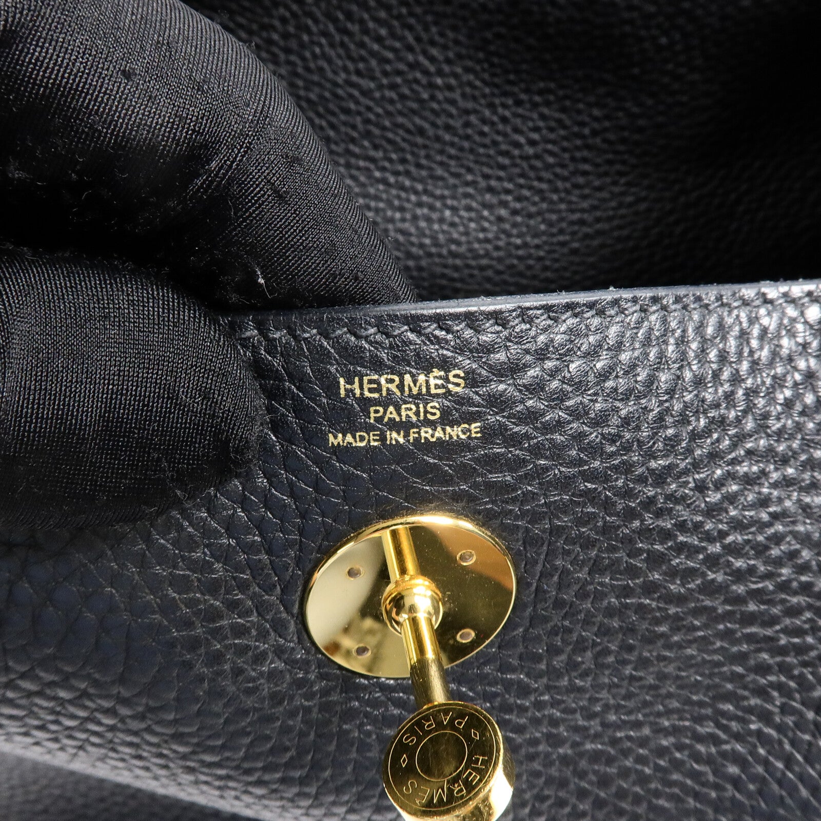 HERMES Clemence皮革Lindy 26手挽肩背兩用袋Noir