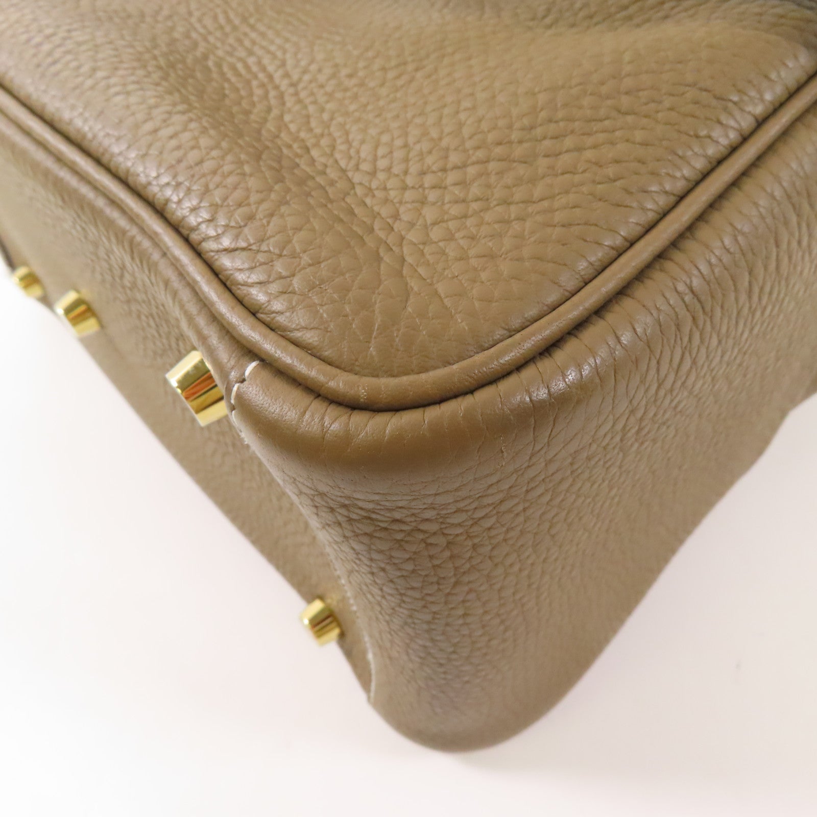 HERMES Clemence皮革Lindy 26金扣手挽肩背兩用袋Etoupe