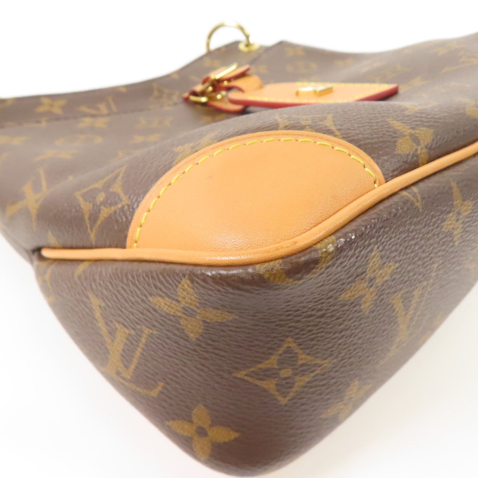 LOUIS VUITTON Monogram Odeon金扣手挽袋棕色