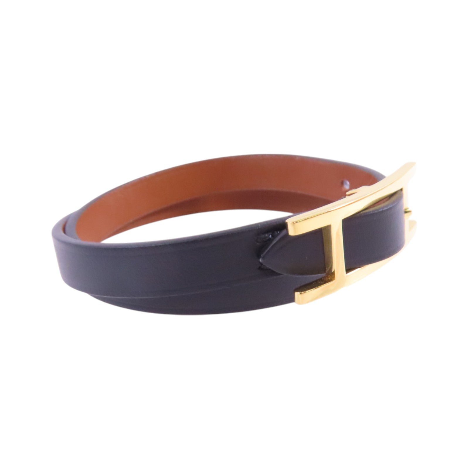 HERMES GHW Behapi Double Tour Bracelet Bangle Swift Leather