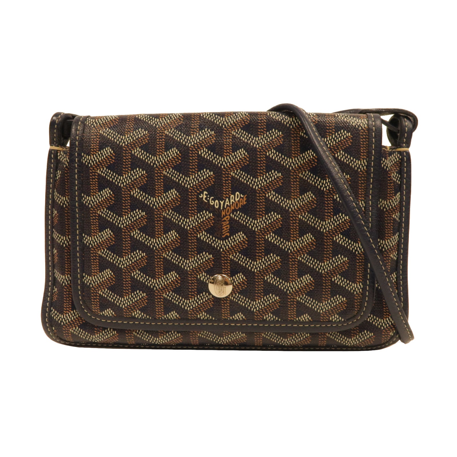 GOYARD 塗層帆布Plumet銀扣肩背袋深藍色