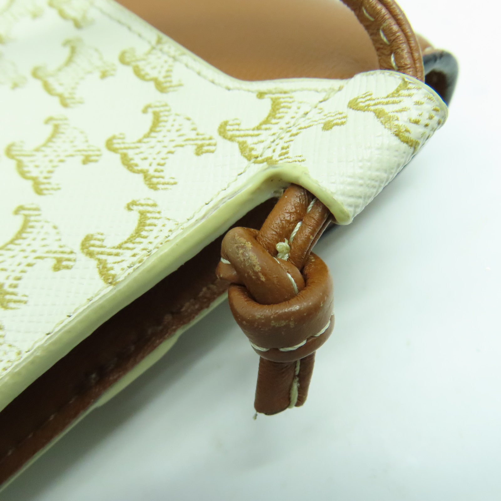 CELINE 塗層帆布Shoulder Bag肩背袋白色/啡色