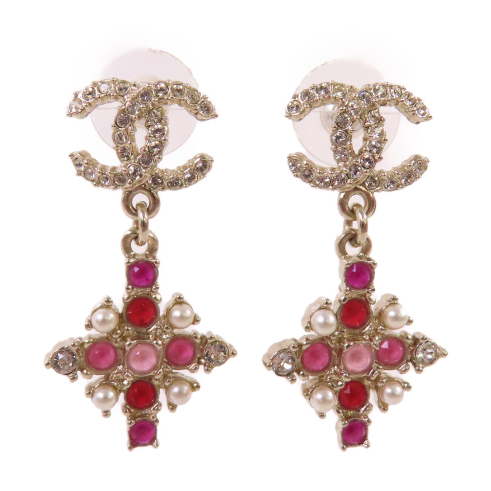 CHANEL 金屬/仿珍珠CC Earrings耳環金色/彩色