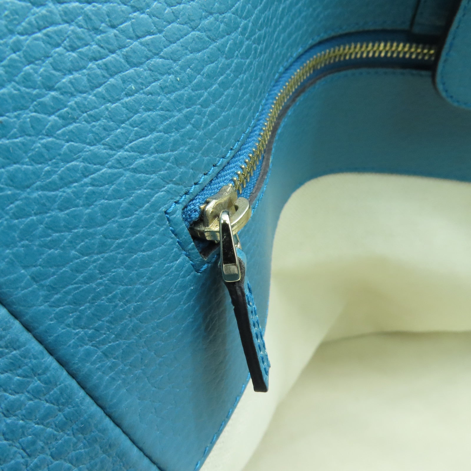 GUCCI Leather Shoulder Bag Gold Buckle Blue/Green