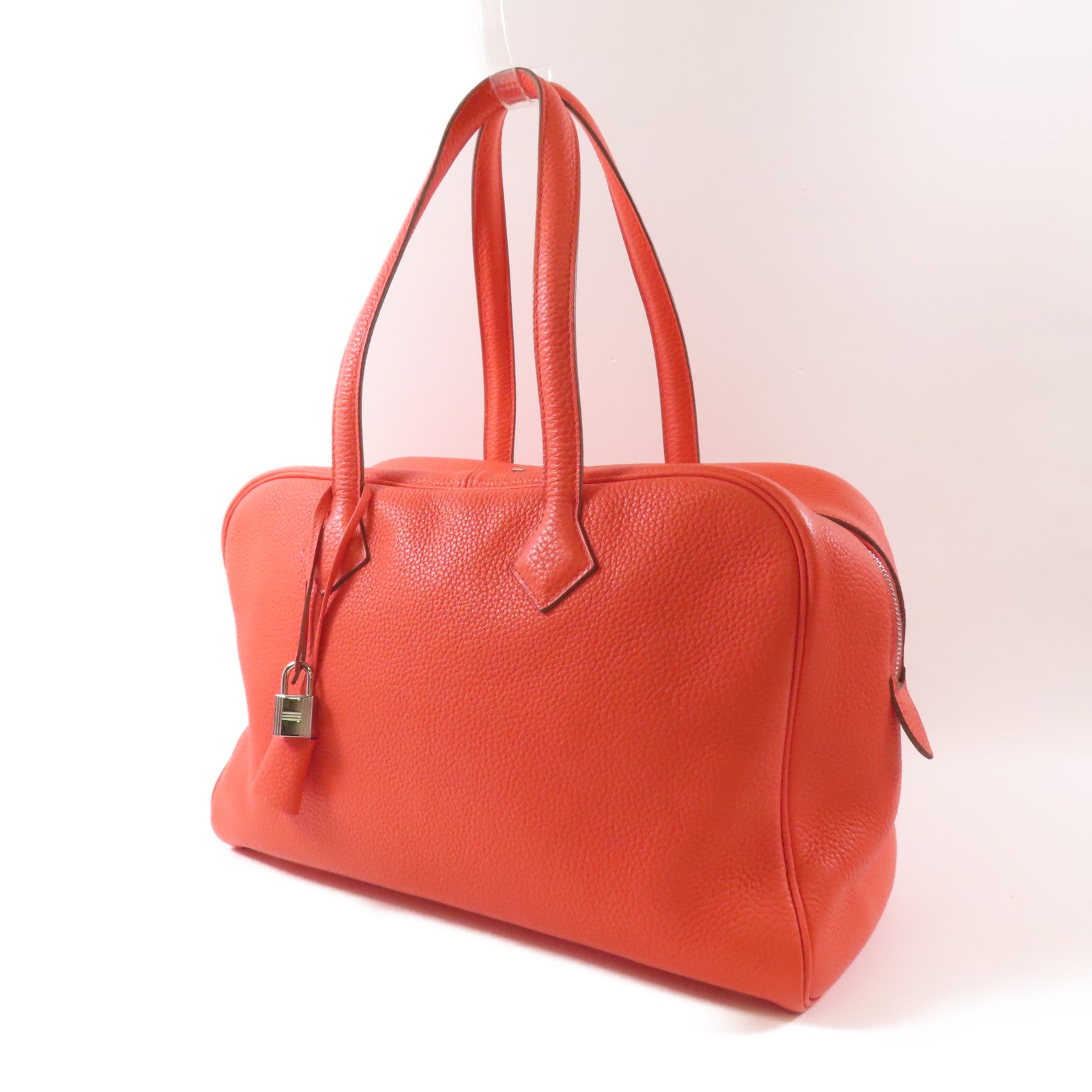 HERMES Clemence皮革Victoria銀扣肩背袋/手挽袋Rose Jaipur