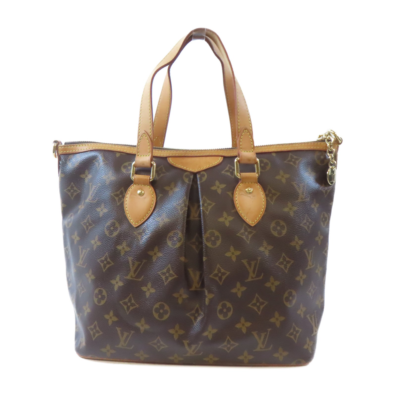 LOUIS VUITTON Monogram Palermo PM金扣手挽肩背兩用袋棕色
