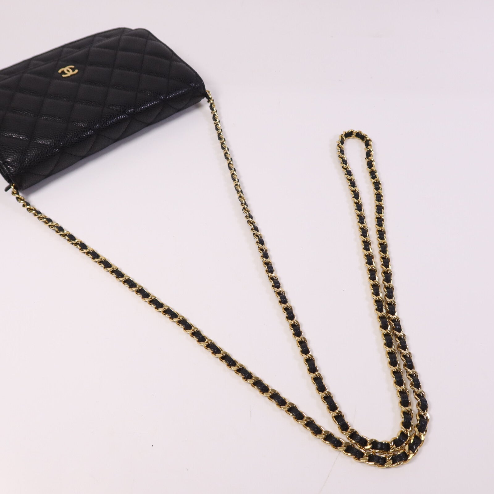 CHANEL 牛皮皮革WOC Wallet On Chain金扣鏈帶肩背袋