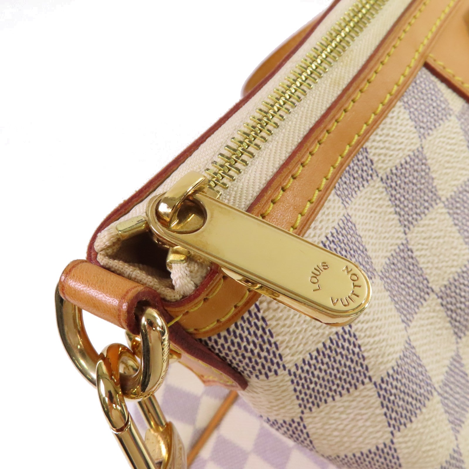 LOUIS VUITTON Damier Azur Siracusa GM 2 Way Shoulder Bag金扣手挽肩背兩用袋米白色/啡色