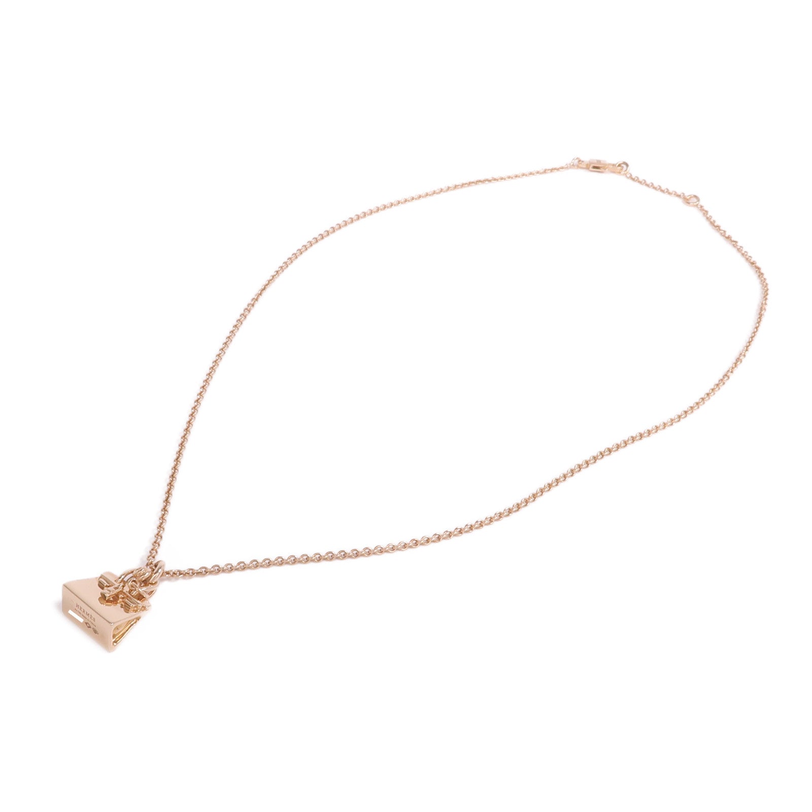 HERMES 18K玫瑰金Kelly Necklace鑽石項鍊