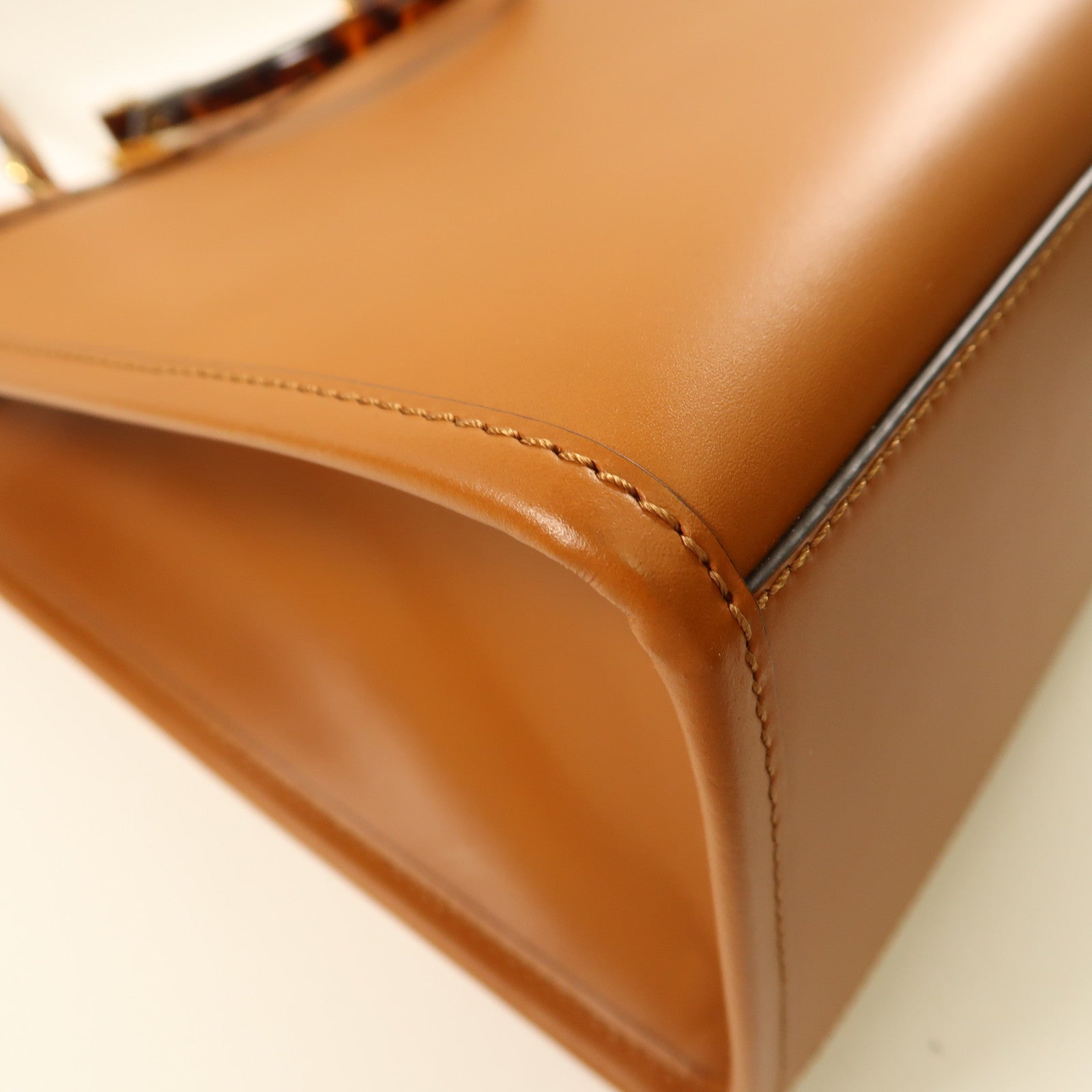FENDI 牛皮皮革Sunshine Tote金扣手挽肩背兩用袋啡色