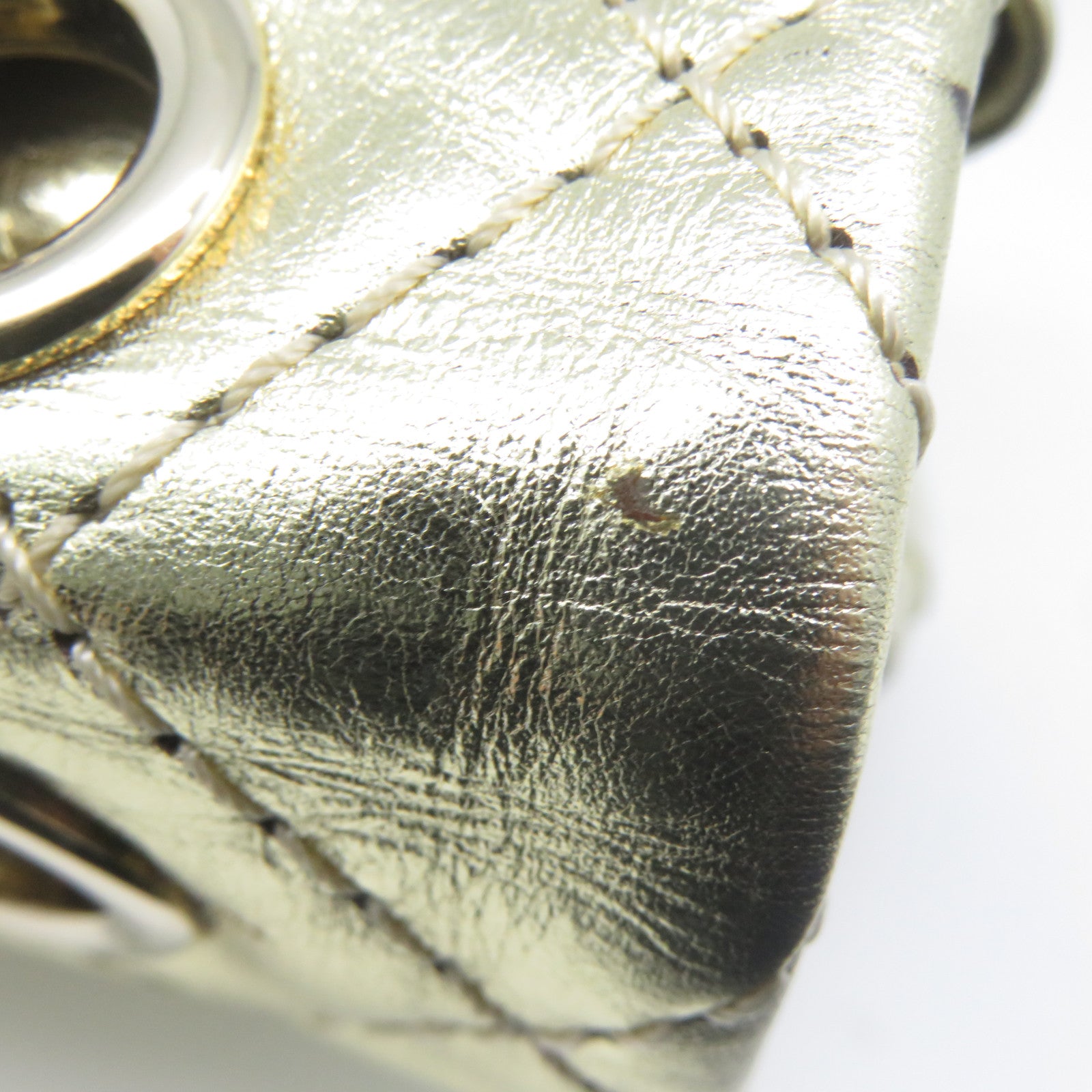 CHANEL 【清倉大減價】菱格牛皮皮革Chain Shoulder金扣鏈帶肩背袋金色