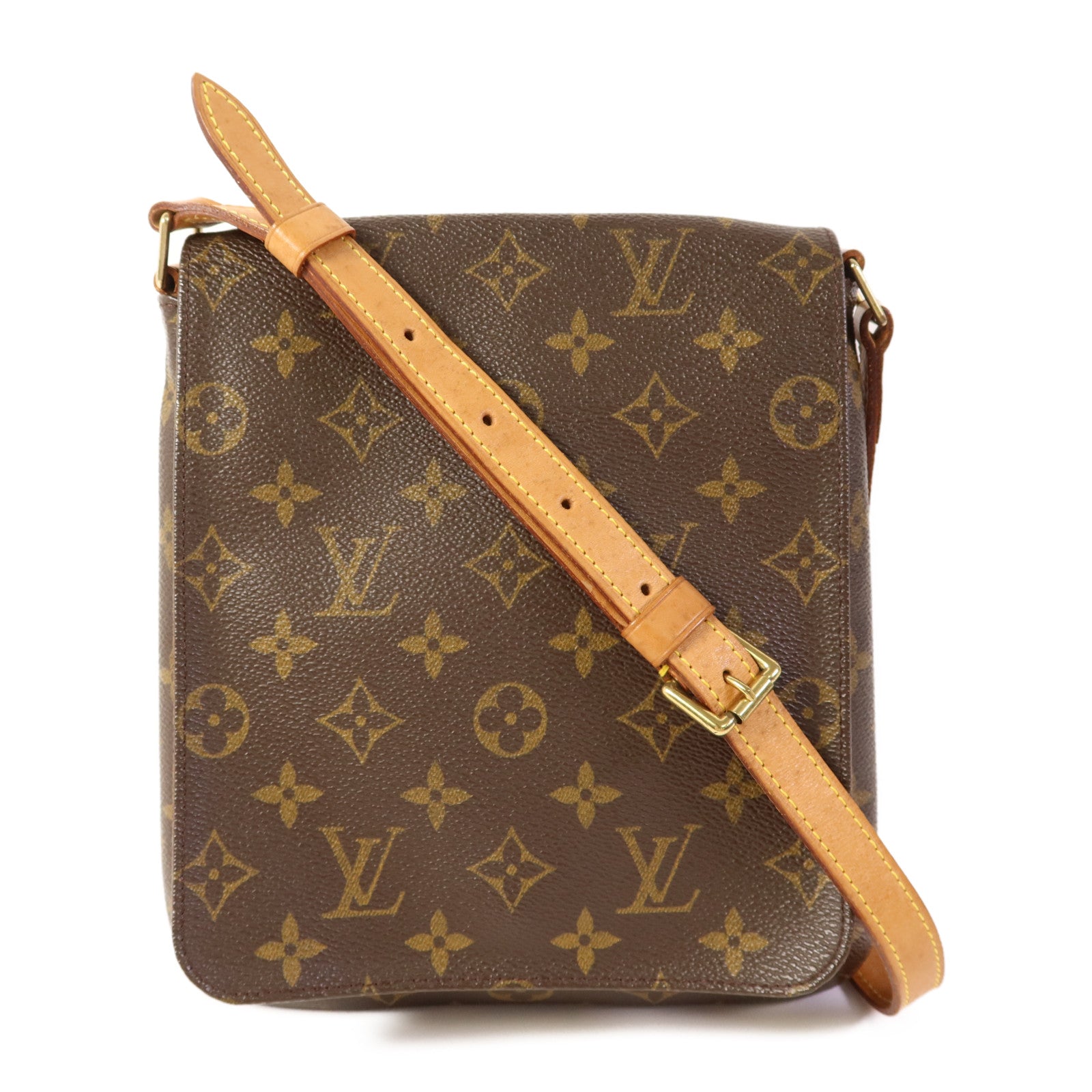 LOUIS VUITTON Monogram Musette Salsa金扣肩背袋棕色