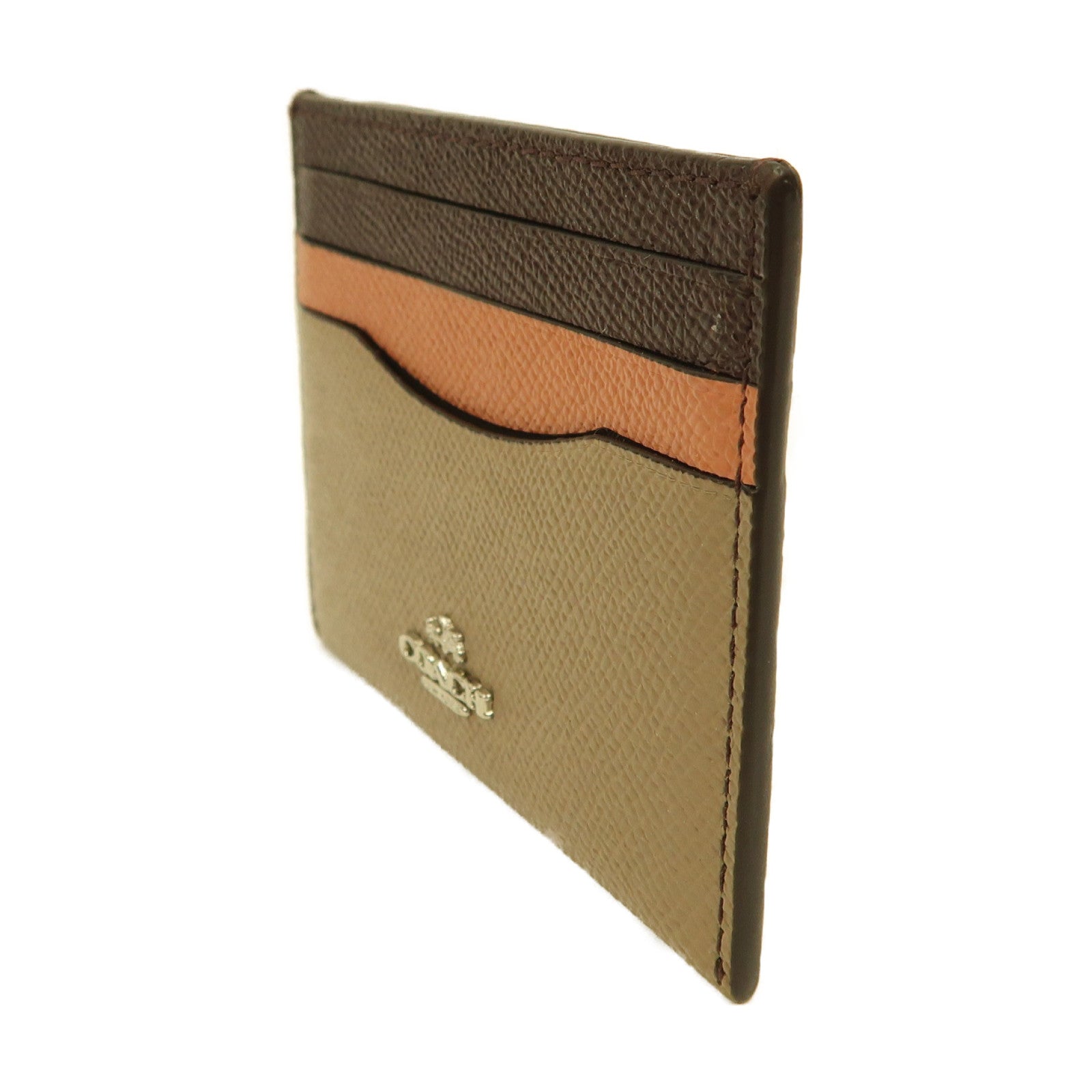 COACH 牛皮皮革Card Case銀扣卡片套啡色