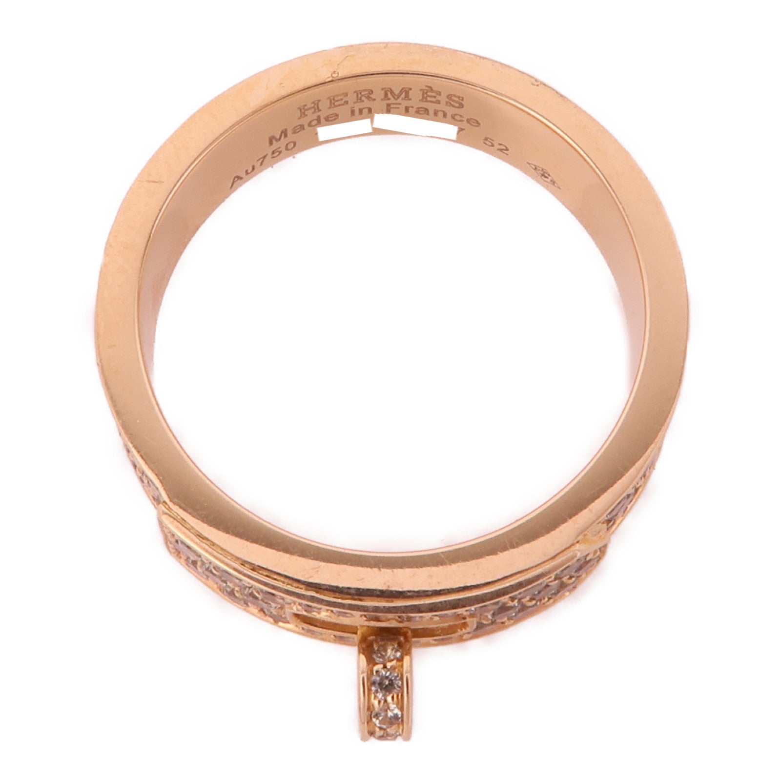 HERMES 18K玫瑰金Kelly Diamond Ring鑽石戒指Hermes#52/US#6