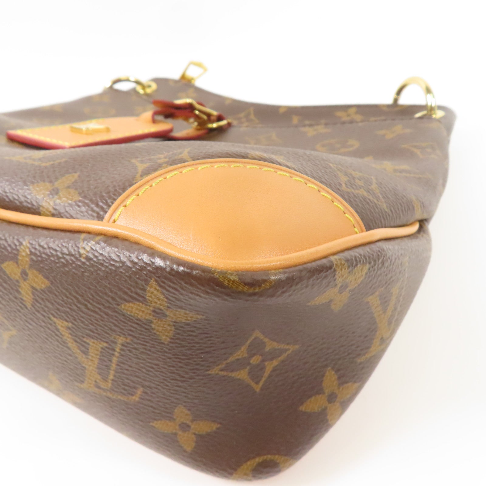 LOUIS VUITTON Monogram Odeon金扣手挽袋棕色