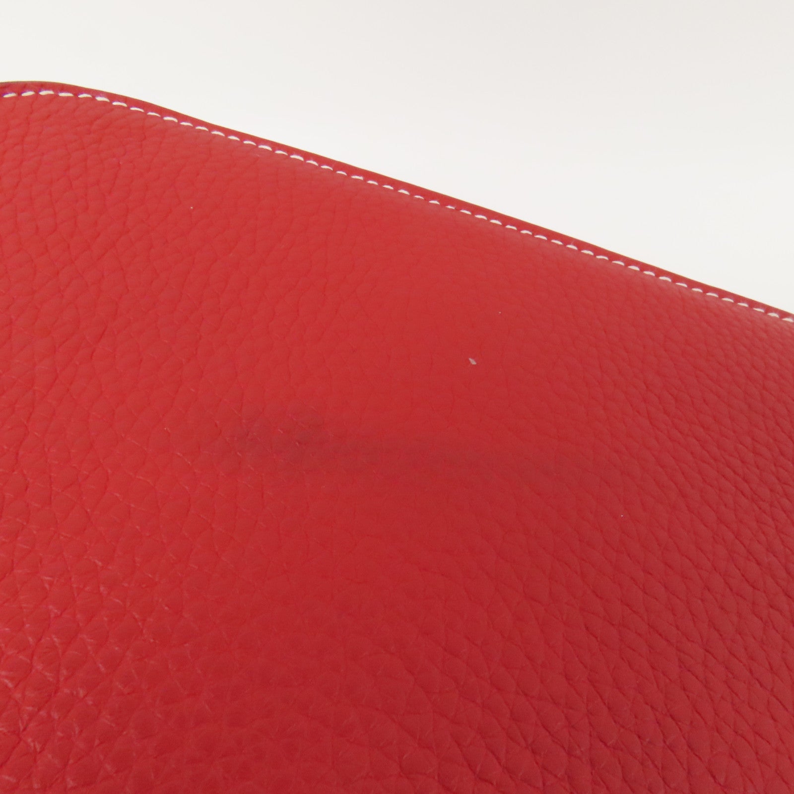 HERMES Clemence皮革Halzan 31銀扣手挽肩背兩用袋Rouge Casaque