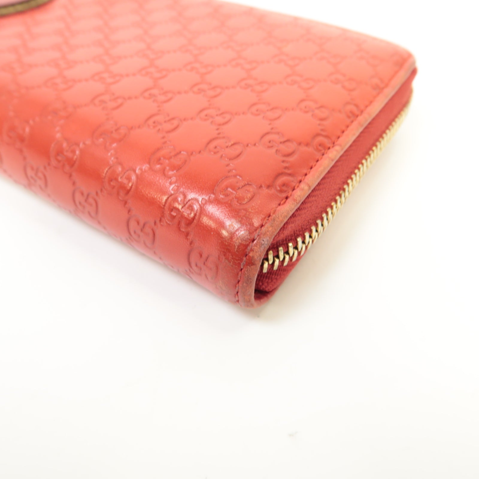 GUCCI 【激減優惠】牛皮皮革Zipped Long Wallet金扣長錢包紅色