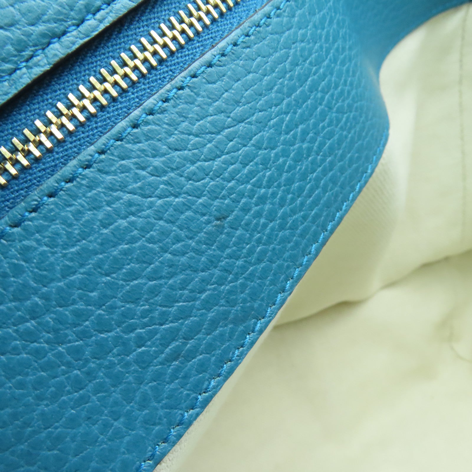 GUCCI Leather Shoulder Bag Gold Buckle Blue/Green