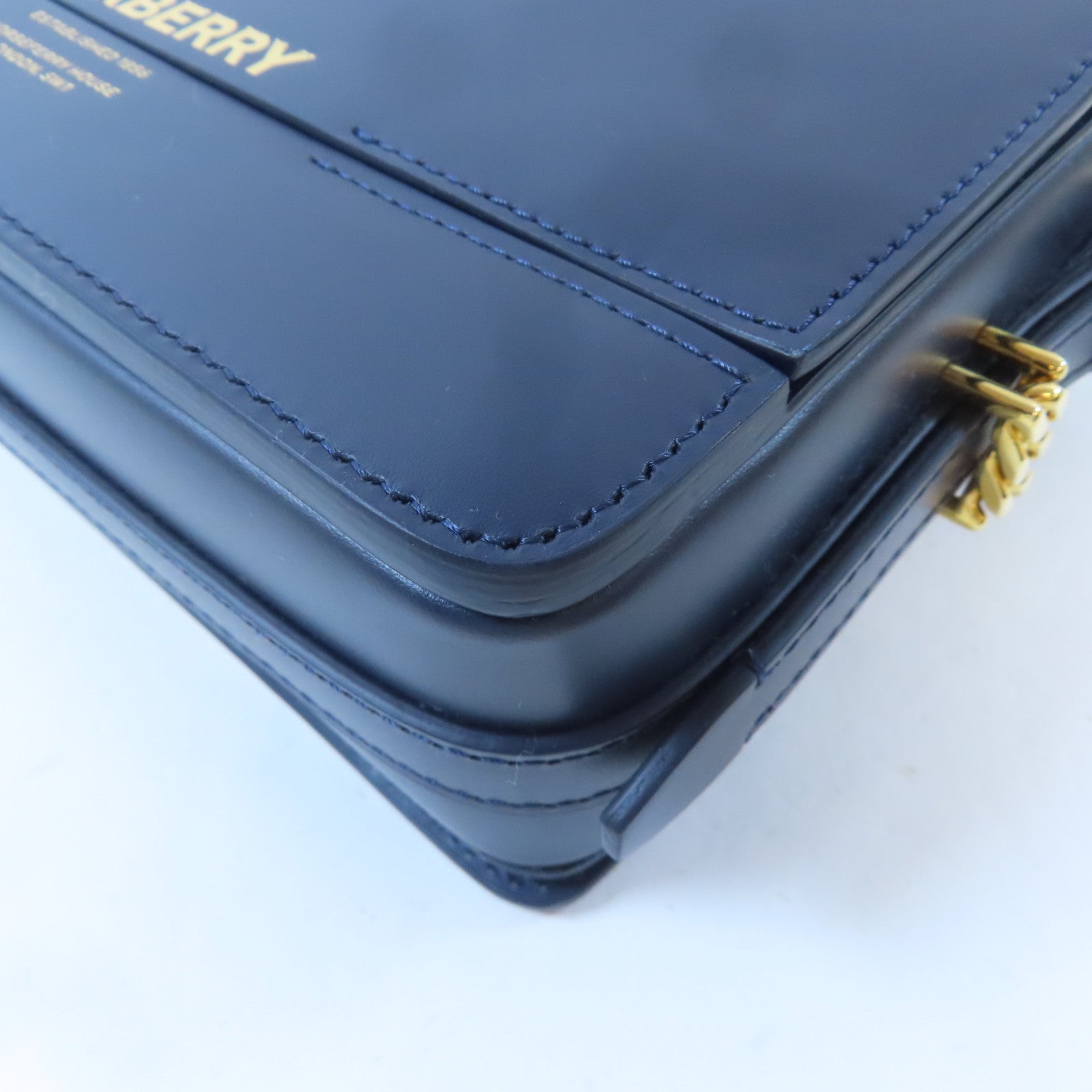 BURBERRY 【激減優惠】牛皮皮革Shoulder Bag金扣肩背袋深藍色