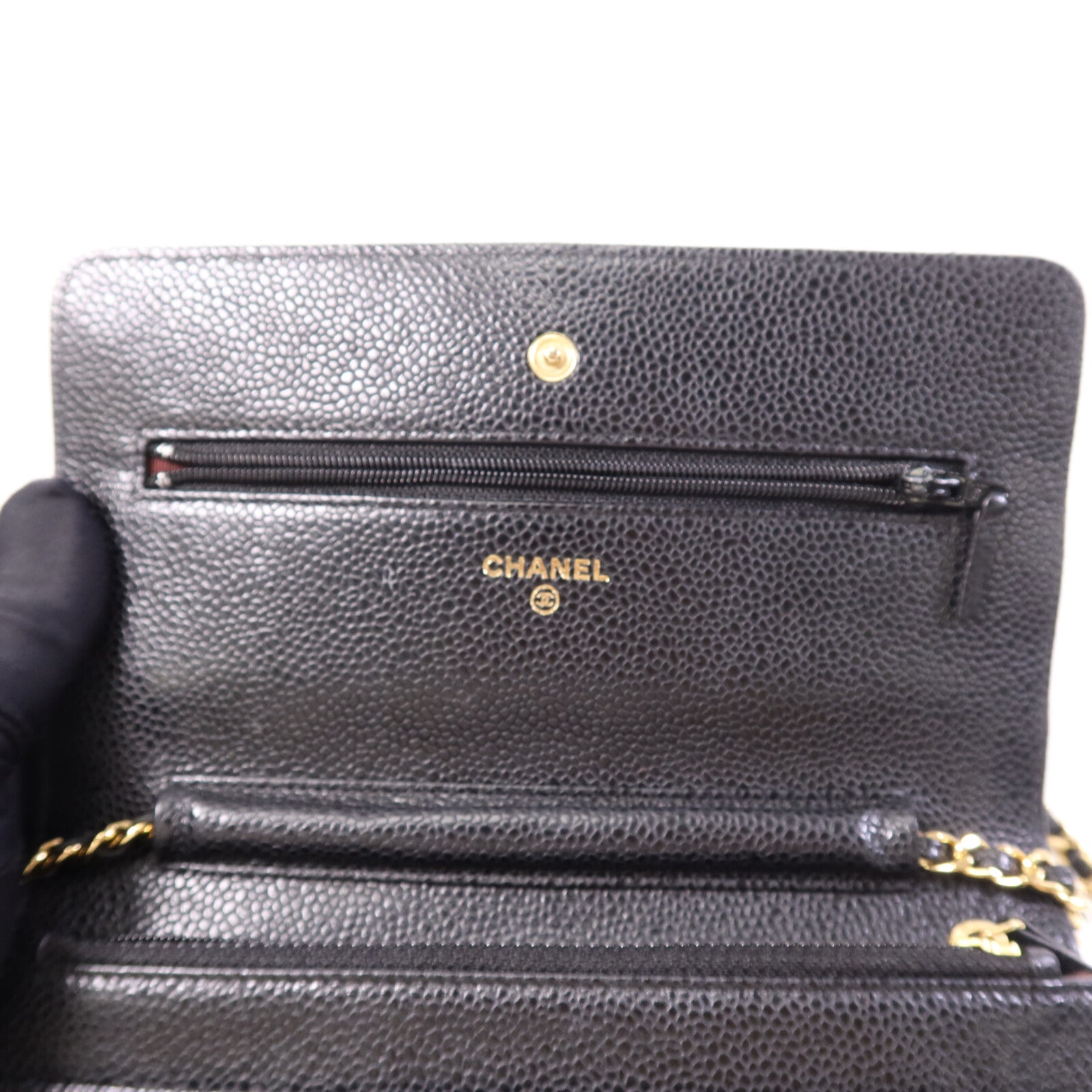 CHANEL 牛皮皮革WOC Wallet On Chain金扣鏈帶肩背袋