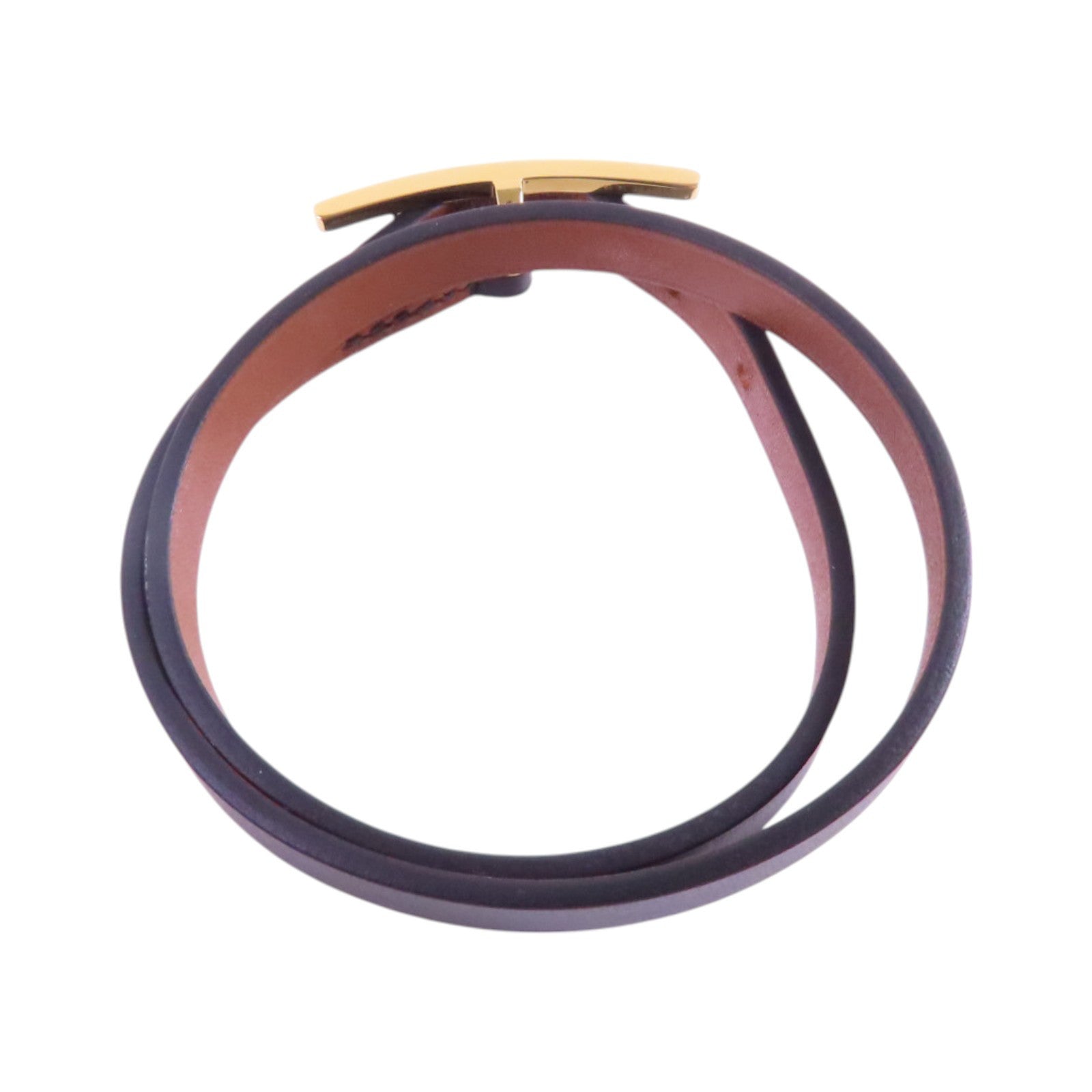 HERMES Swift皮革Behapi Double Tour Bracelet金扣手帶