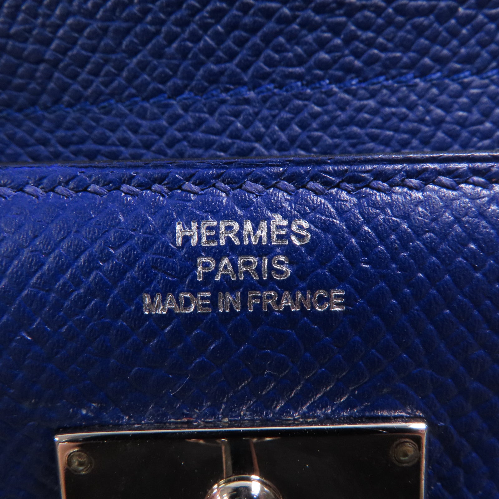 HERMES Epsom皮革Kelly Wallet銀扣長錢包Bleu Electrique