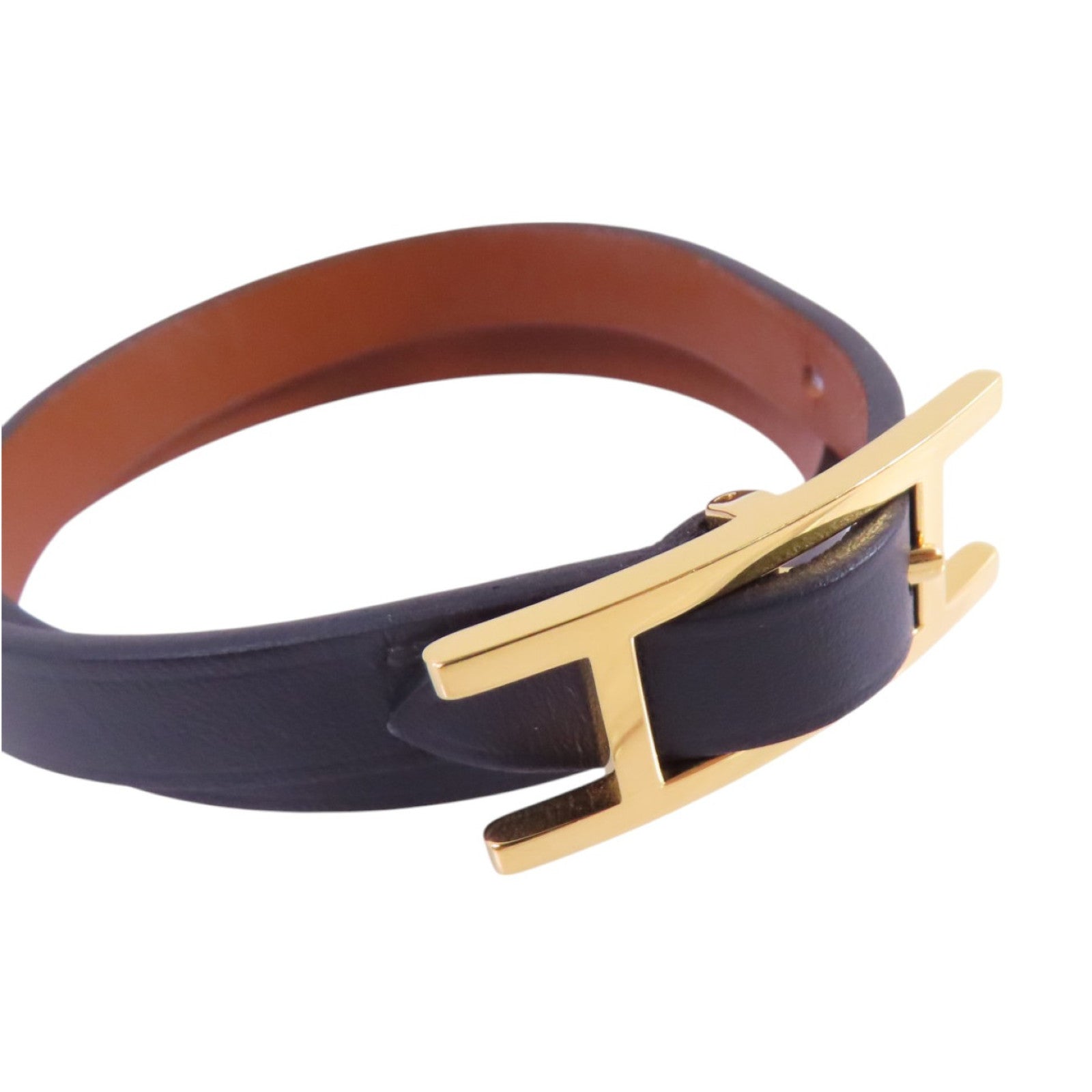 HERMES GHW Behapi Double Tour Bracelet Bangle Swift Leather