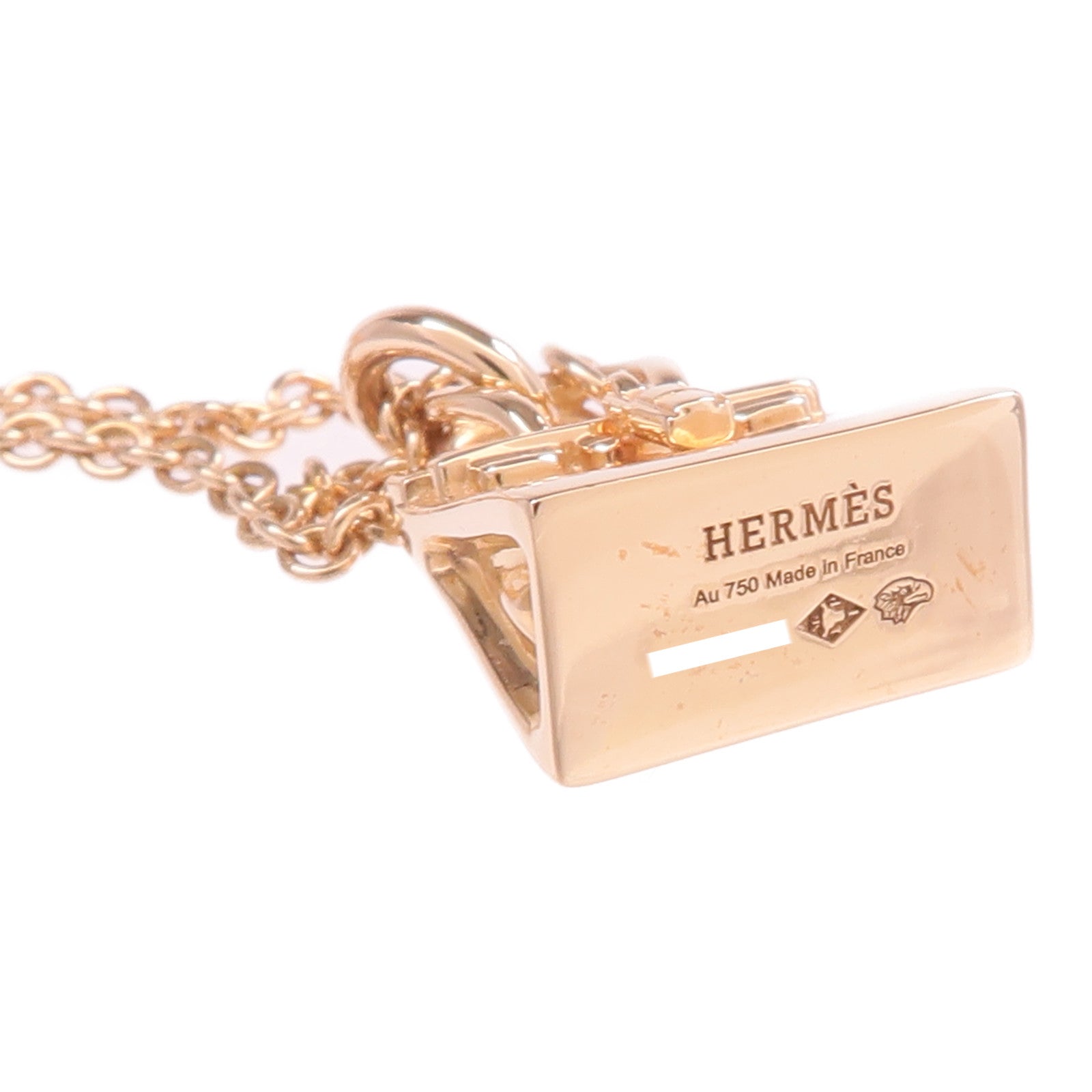 HERMES 18K玫瑰金Kelly Necklace鑽石項鍊