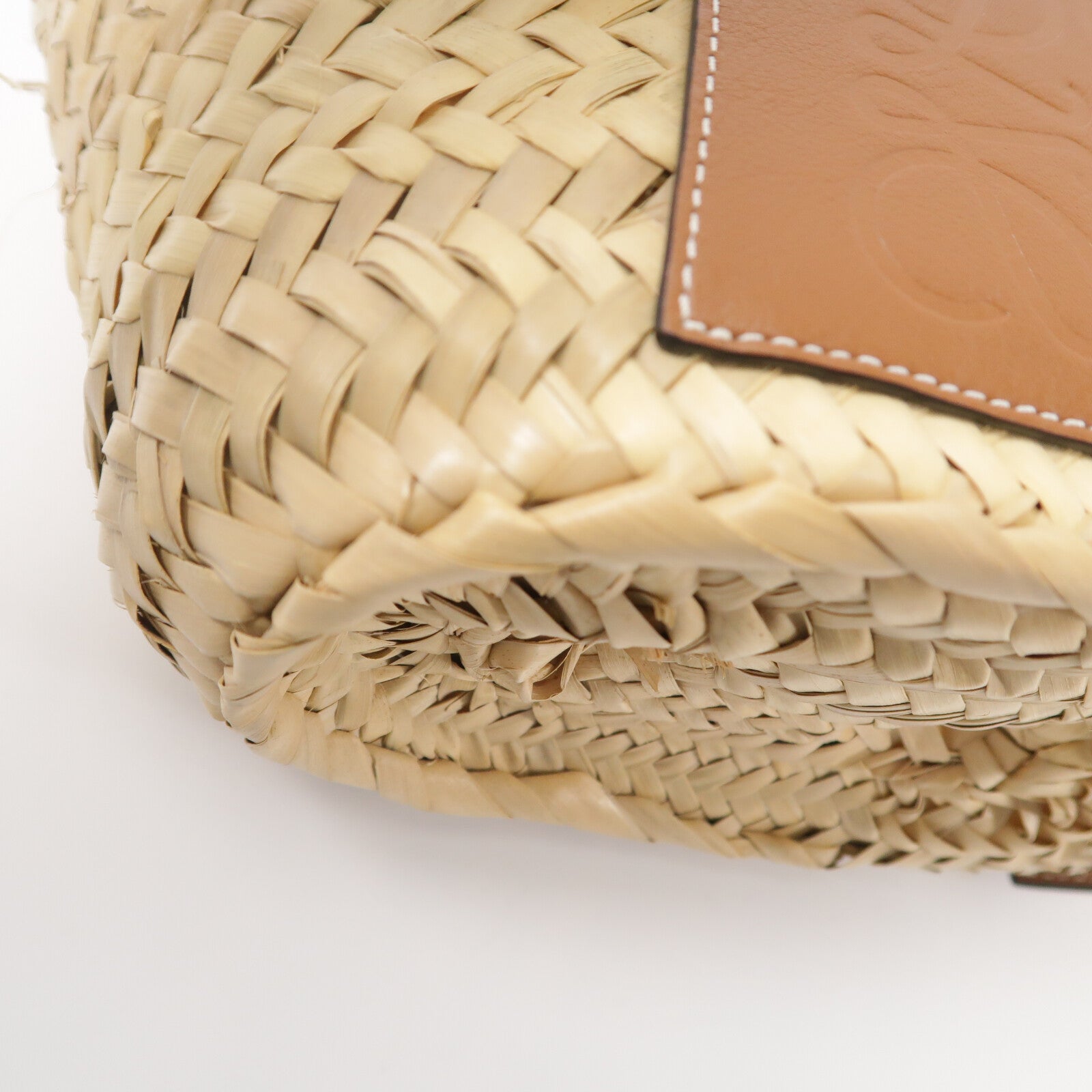 LOEWE Raffia/牛皮皮革Basket Bag手挽袋