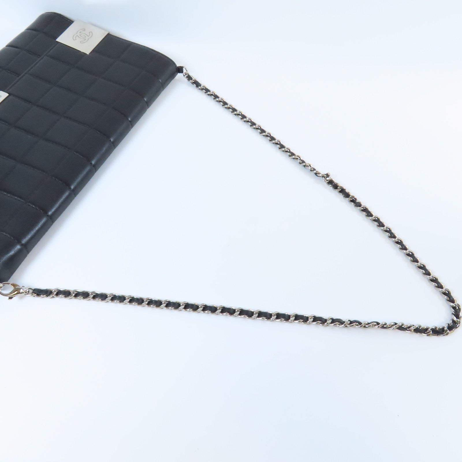 CHANEL 【激減優惠】羊皮皮革Chain Shoulder Bag銀扣鏈帶肩背袋黑色