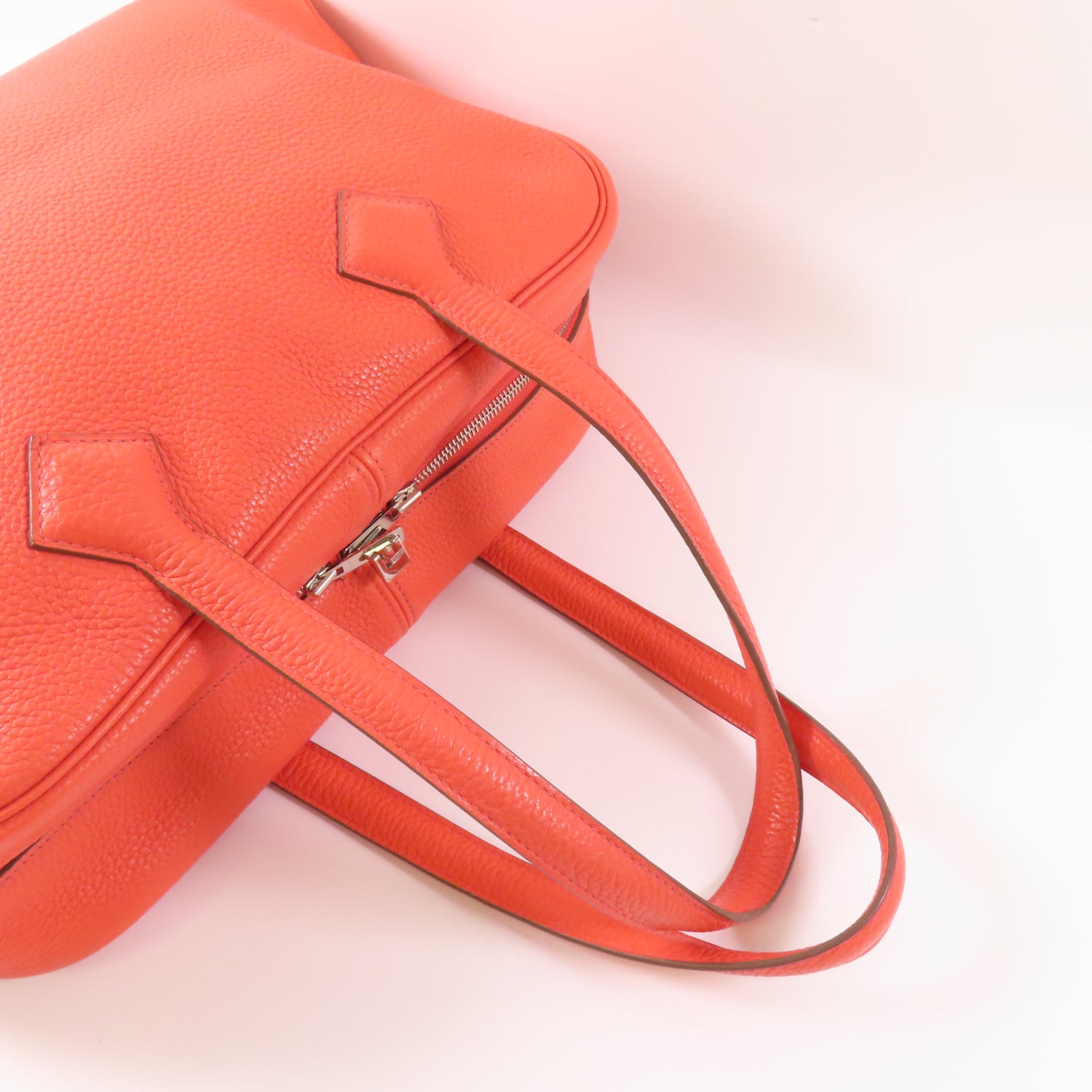 HERMES Clemence皮革Victoria銀扣肩背袋/手挽袋Rose Jaipur