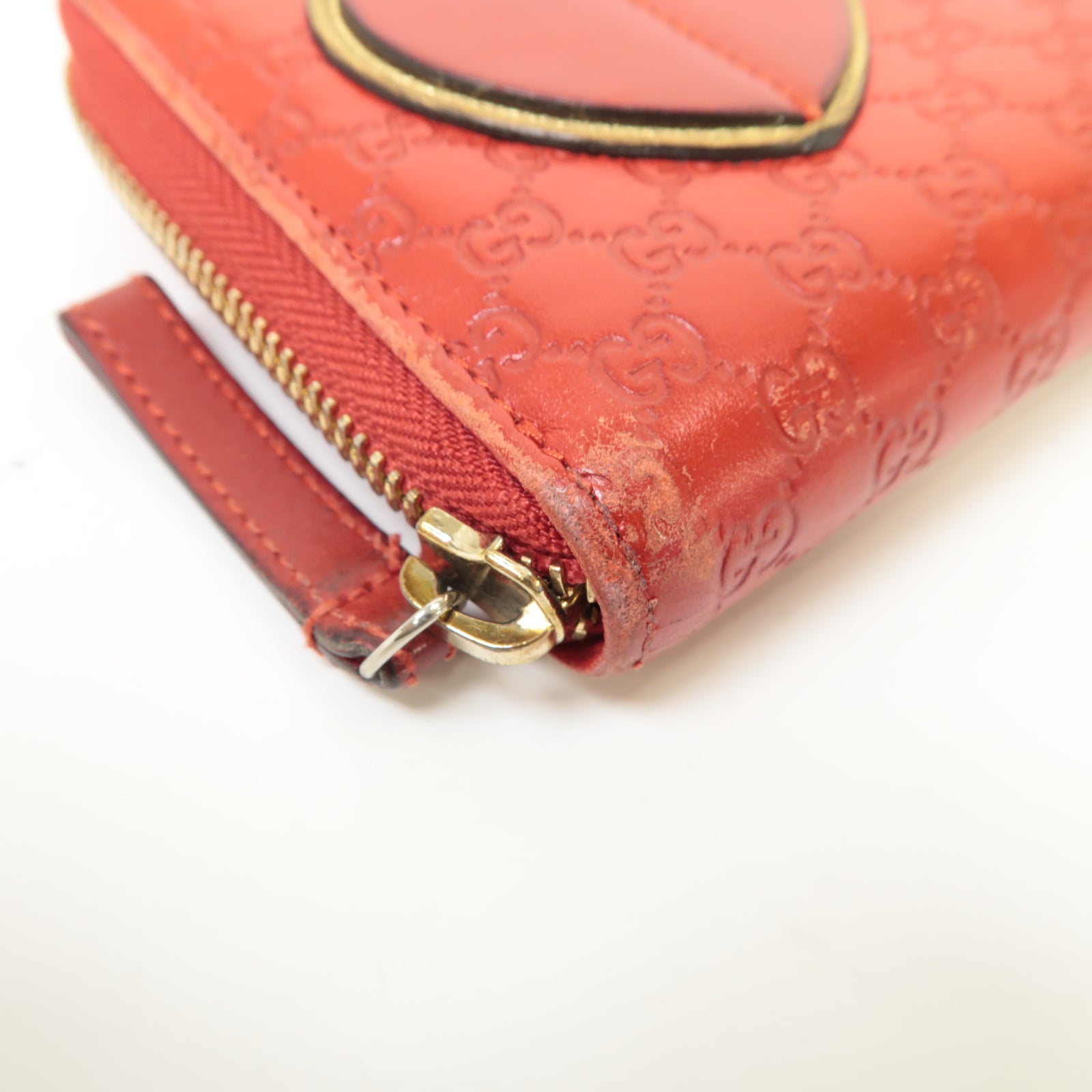 GUCCI 【激減優惠】牛皮皮革Zipped Long Wallet金扣長錢包紅色