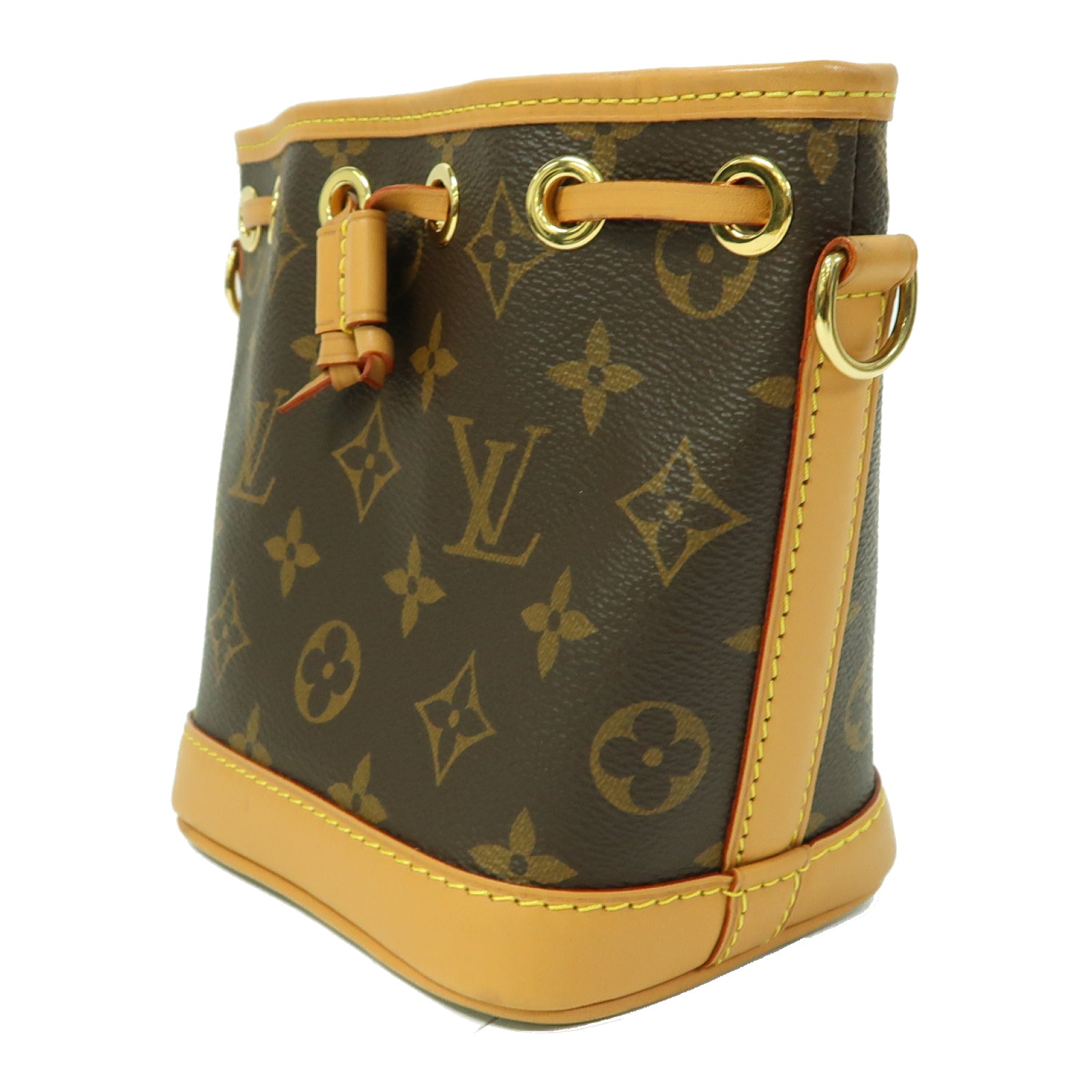 LOUIS VUITTON Monogram Nano Noe金扣手挽肩背兩用袋啡色