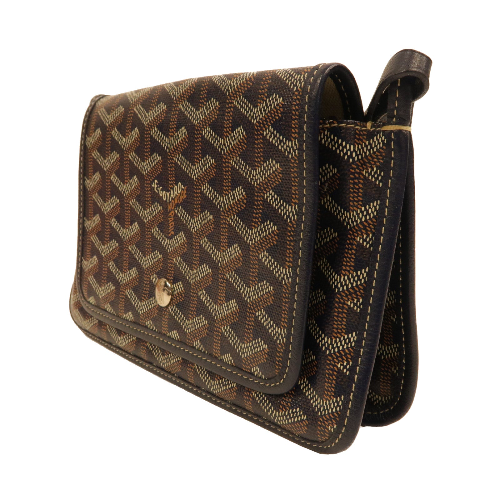 GOYARD 塗層帆布Plumet銀扣肩背袋深藍色