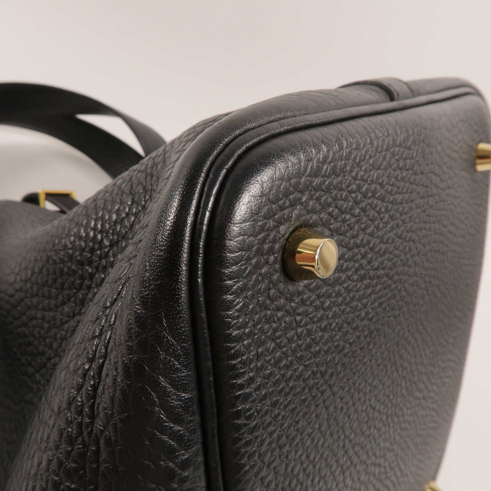 HERMES Clemence皮革Picotin MM手挽袋Noir