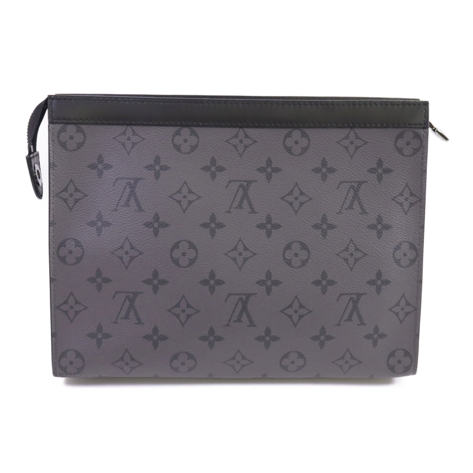 LOUIS VUITTON Monogram Eclipse Pochette Voyage MM銀扣手拿包