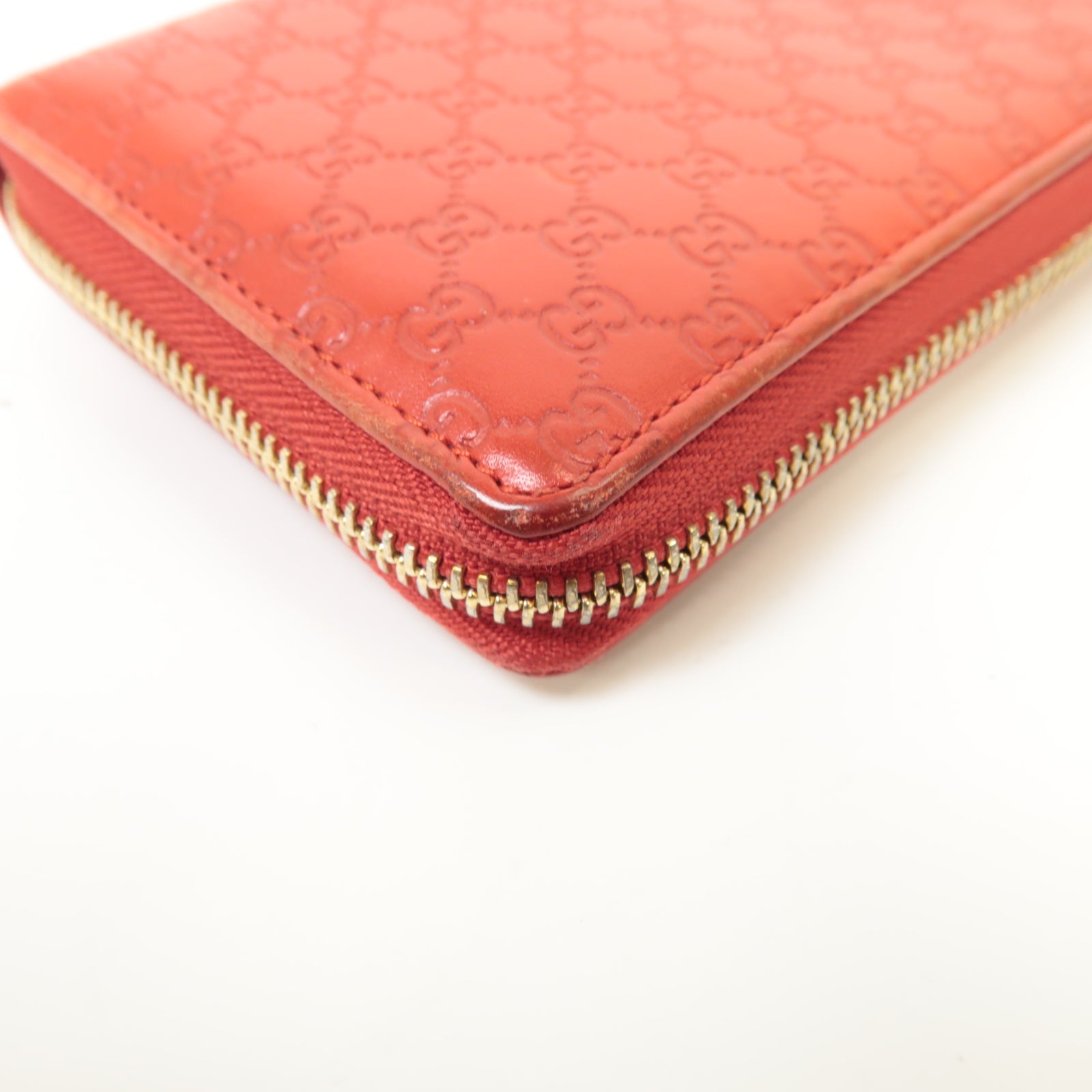 GUCCI 【激減優惠】牛皮皮革Zipped Long Wallet金扣長錢包紅色