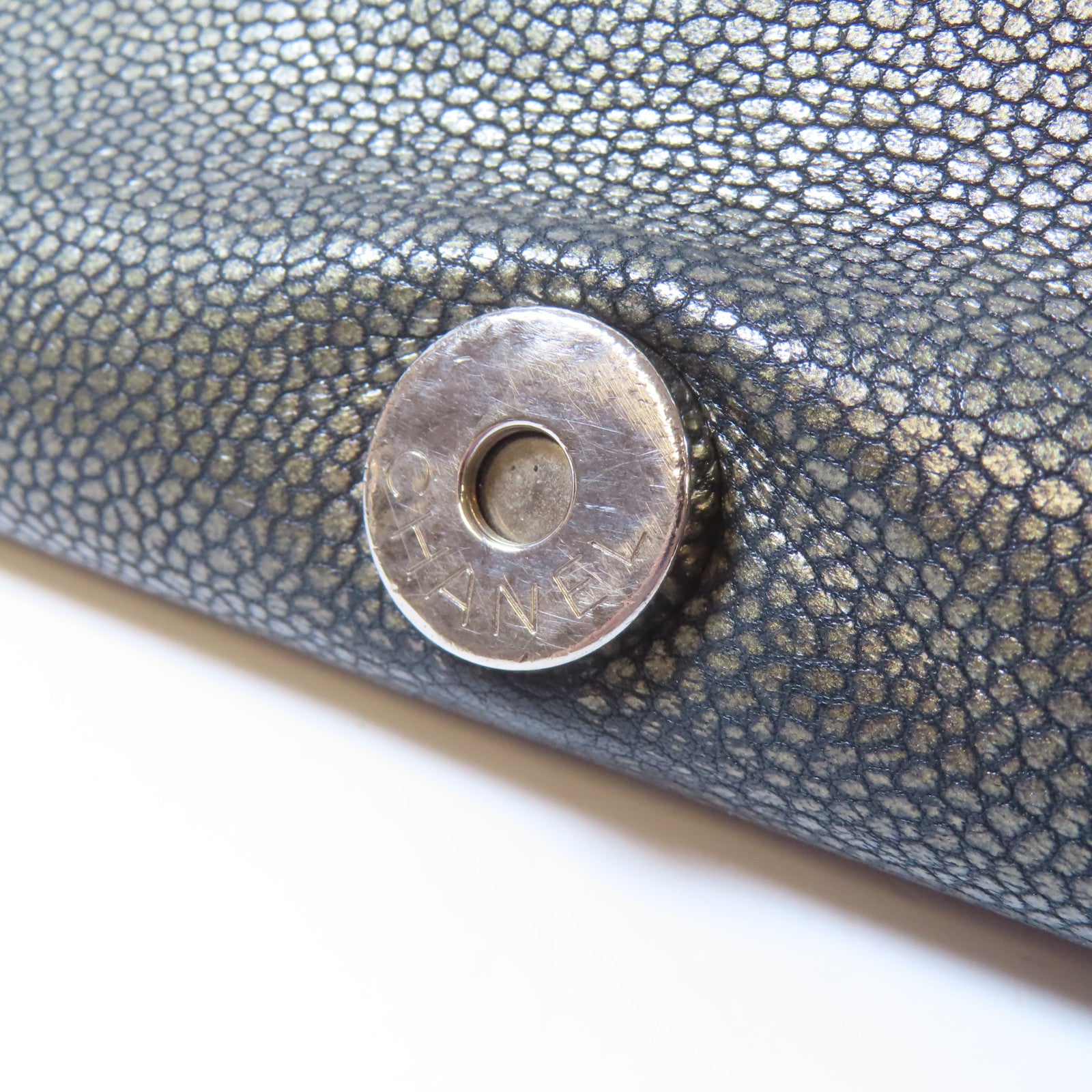 CHANEL 【激減優惠】牛皮皮革Chain Shoulder Bag銀扣鏈帶肩背袋灰色