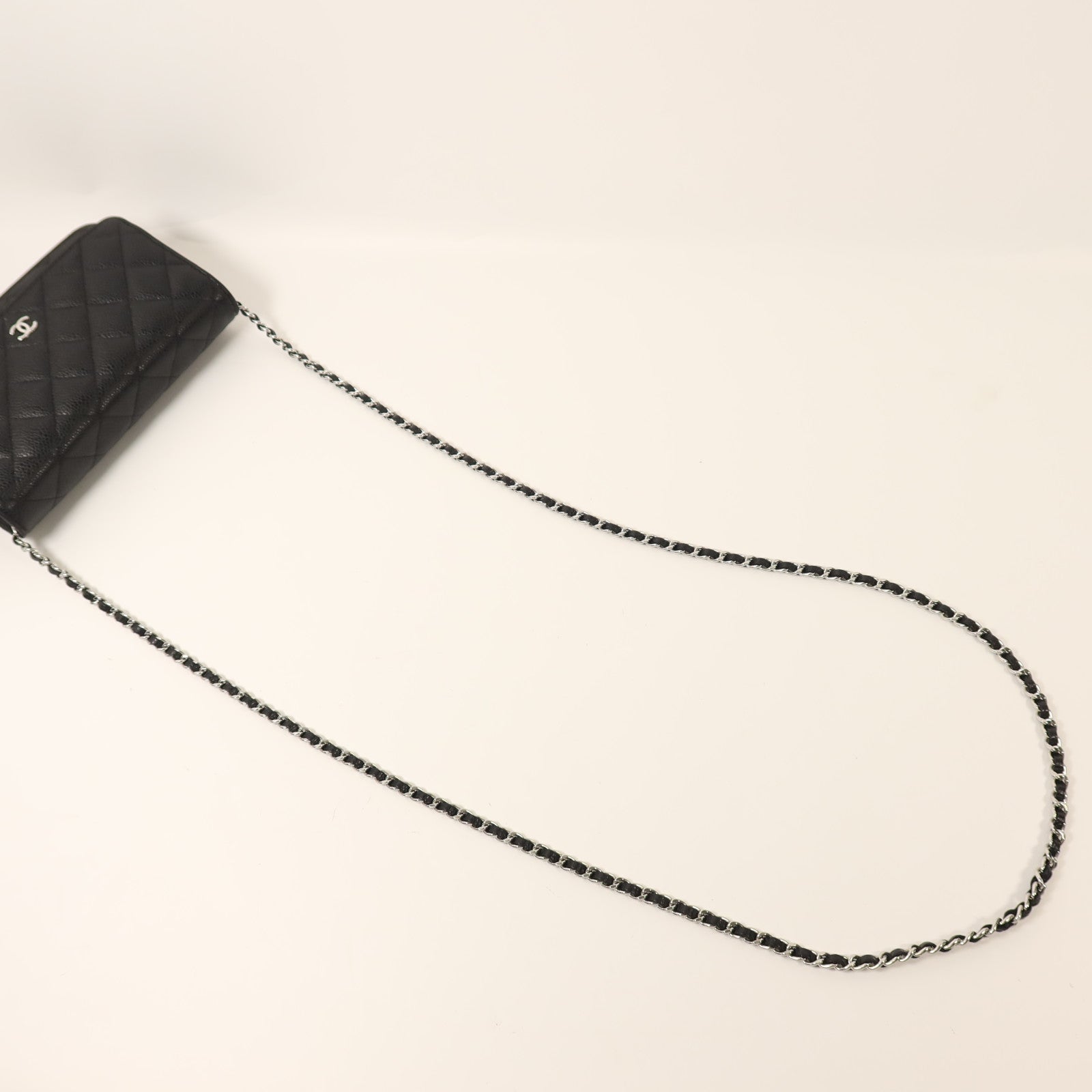 CHANEL 牛皮皮革Wallet On Chain銀扣鏈帶肩背袋