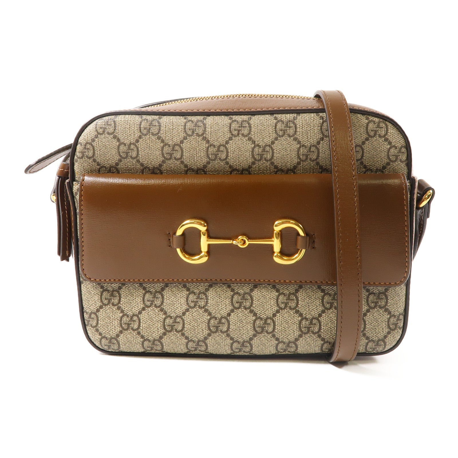 GUCCI 塗層帆布Shoulder Bag金扣肩背袋啡色