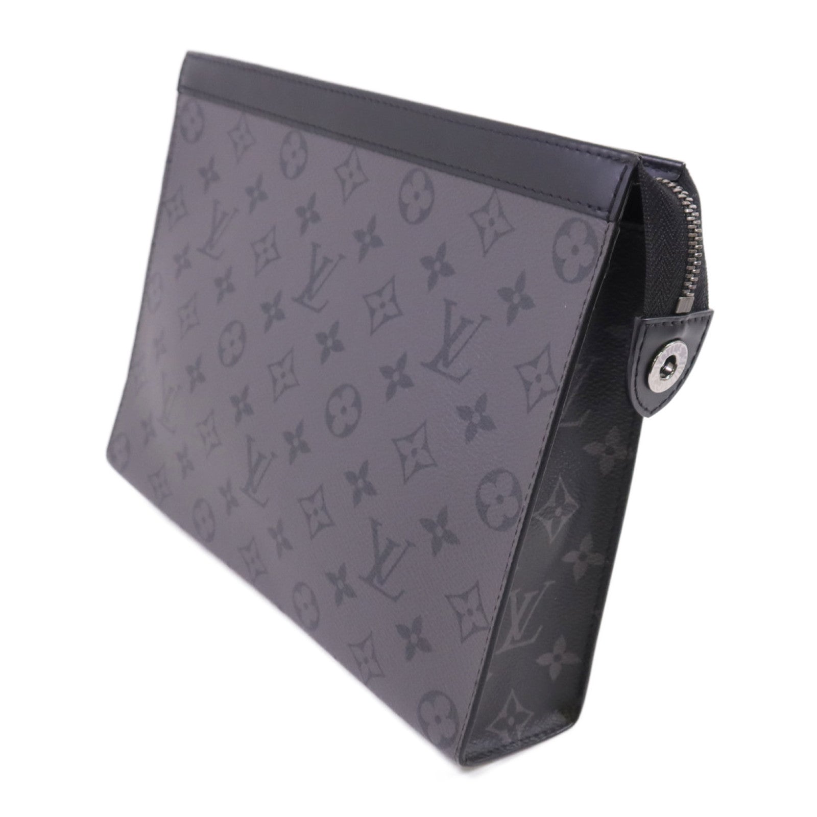 LOUIS VUITTON Monogram Eclipse Pochette Voyage MM銀扣手拿包