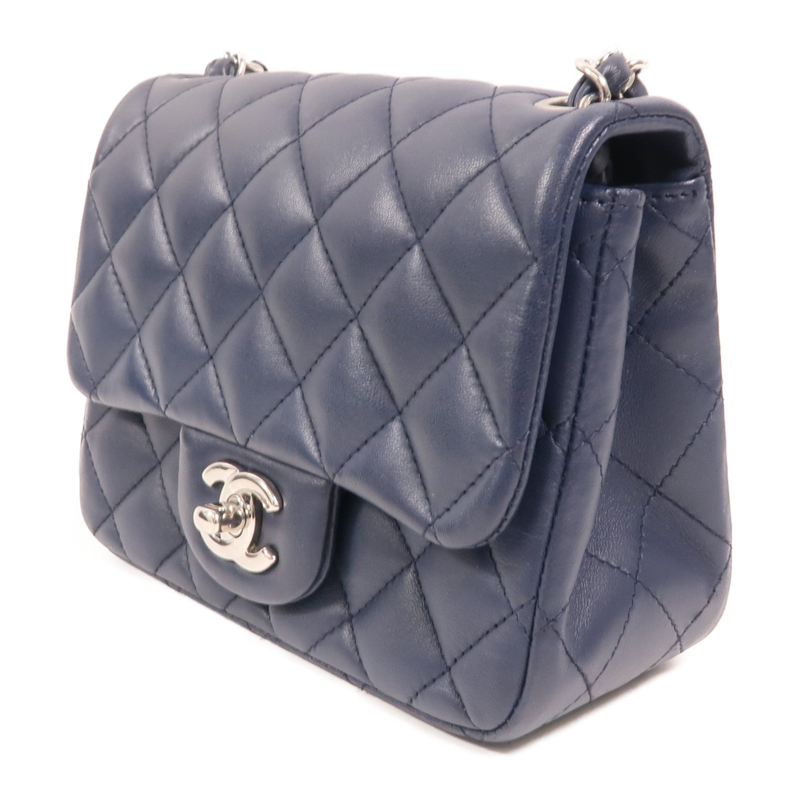 CHANEL 羊皮皮革Mini Classic 17銀扣鏈帶肩背袋