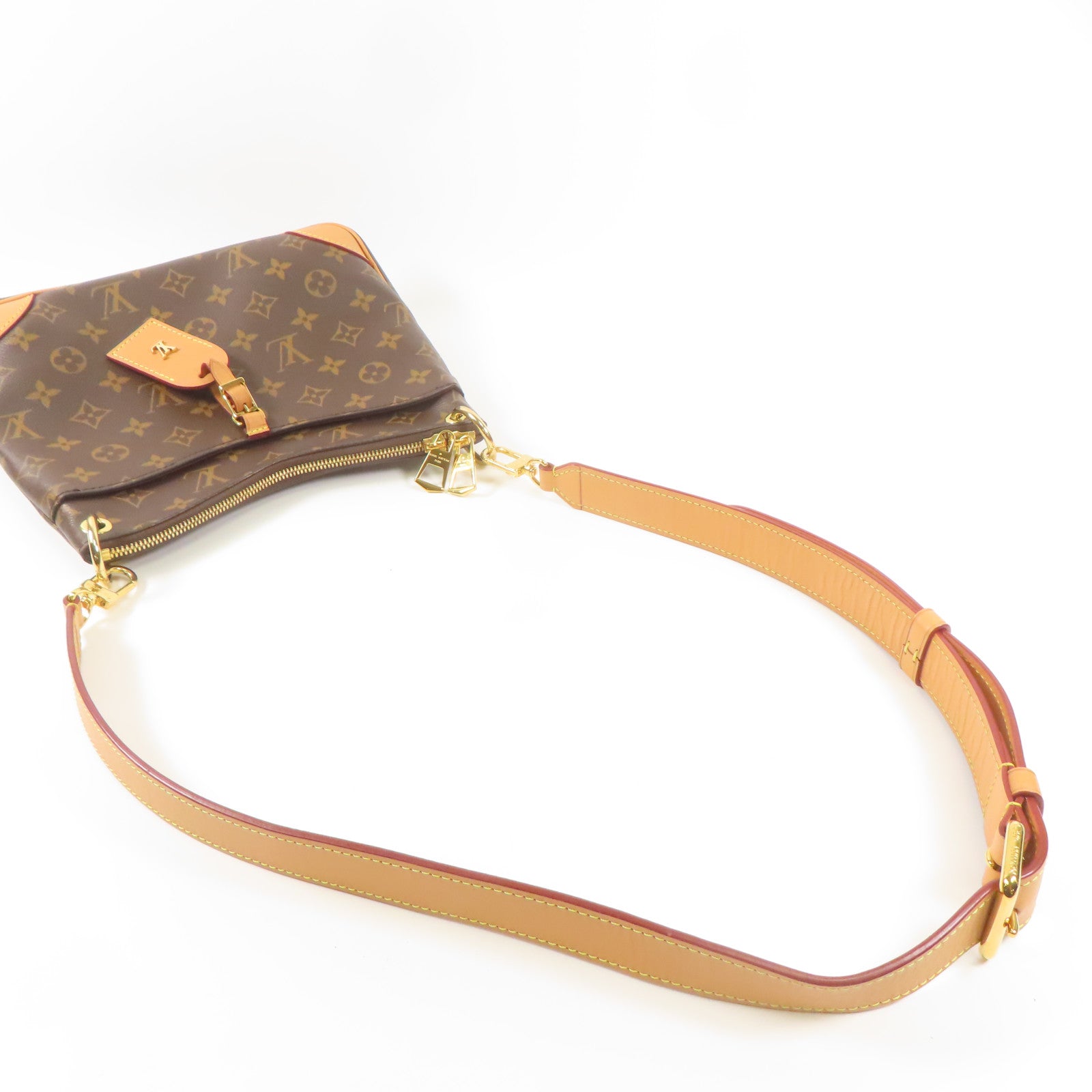 LOUIS VUITTON Monogram Odeon金扣手挽袋棕色