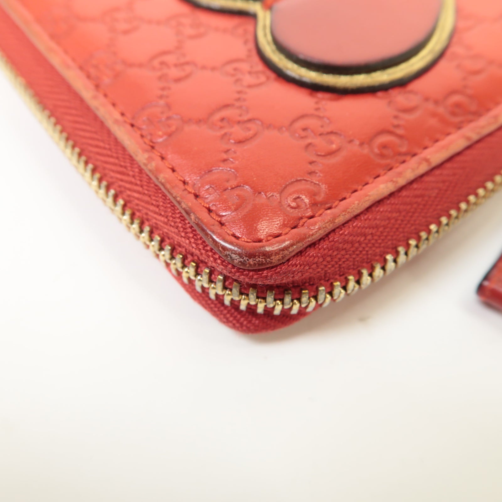 GUCCI 【激減優惠】牛皮皮革Zipped Long Wallet金扣長錢包紅色