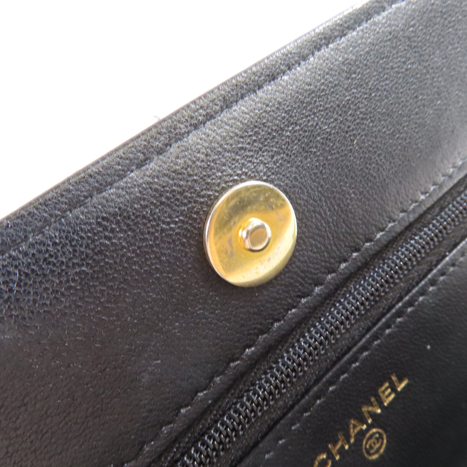 CHANEL 菱格羊皮皮革WOC Wallet On Chain Shoulder Bag金扣鏈帶肩背袋黑色